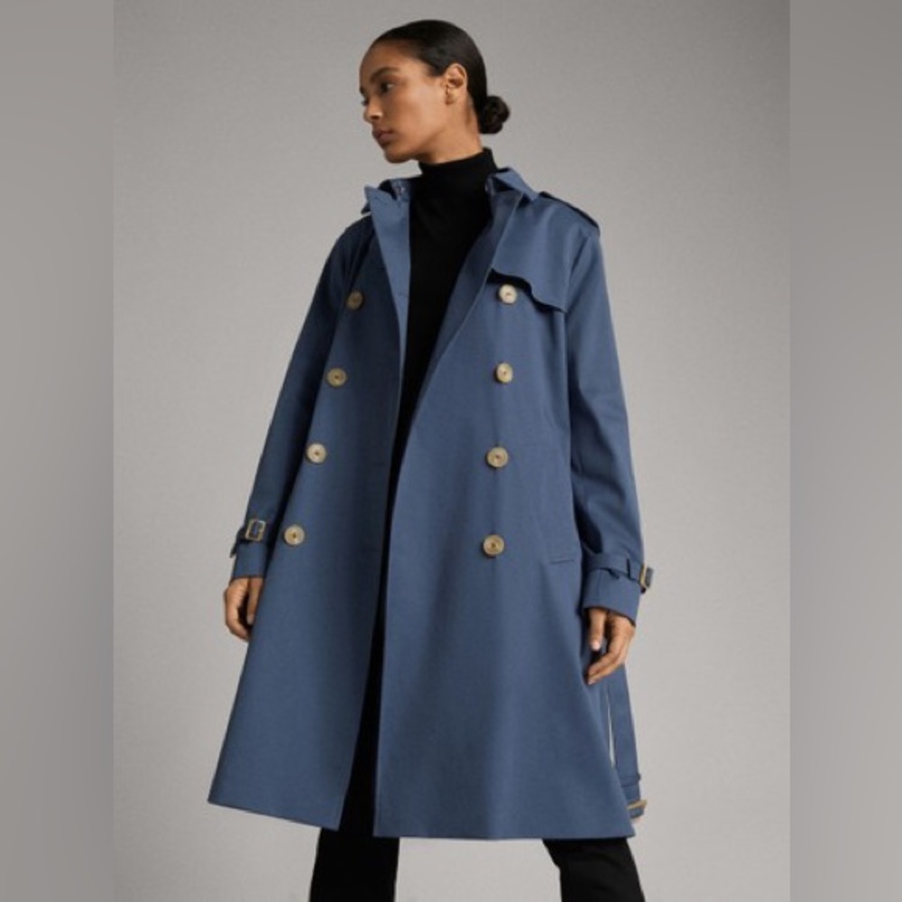 Massimo Dutti blue cotton trench - NWT